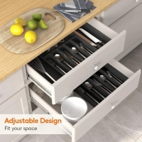 Organizator sertar pentru tacamuri, extensibil, 38 x 33/57 cm, negru, Vivo WK005